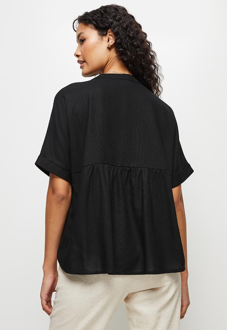 edit - Linen oversized boxy - black