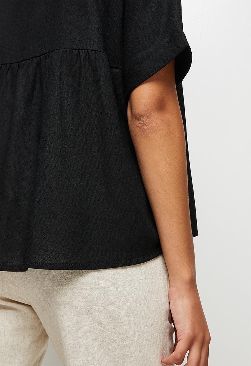 edit - Linen oversized boxy - black
