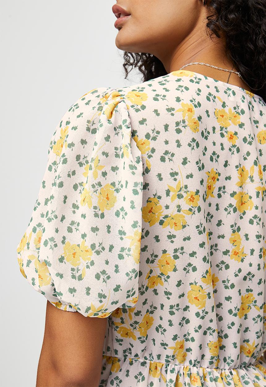 edit - Puffed sleeve peplum blouses - multi 