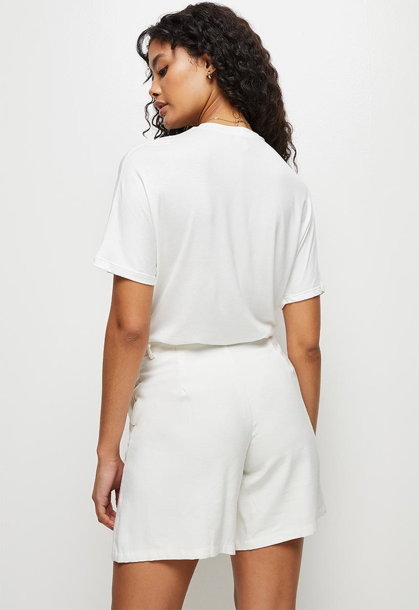 edit - Viscose grown on sleeve tee - winter white