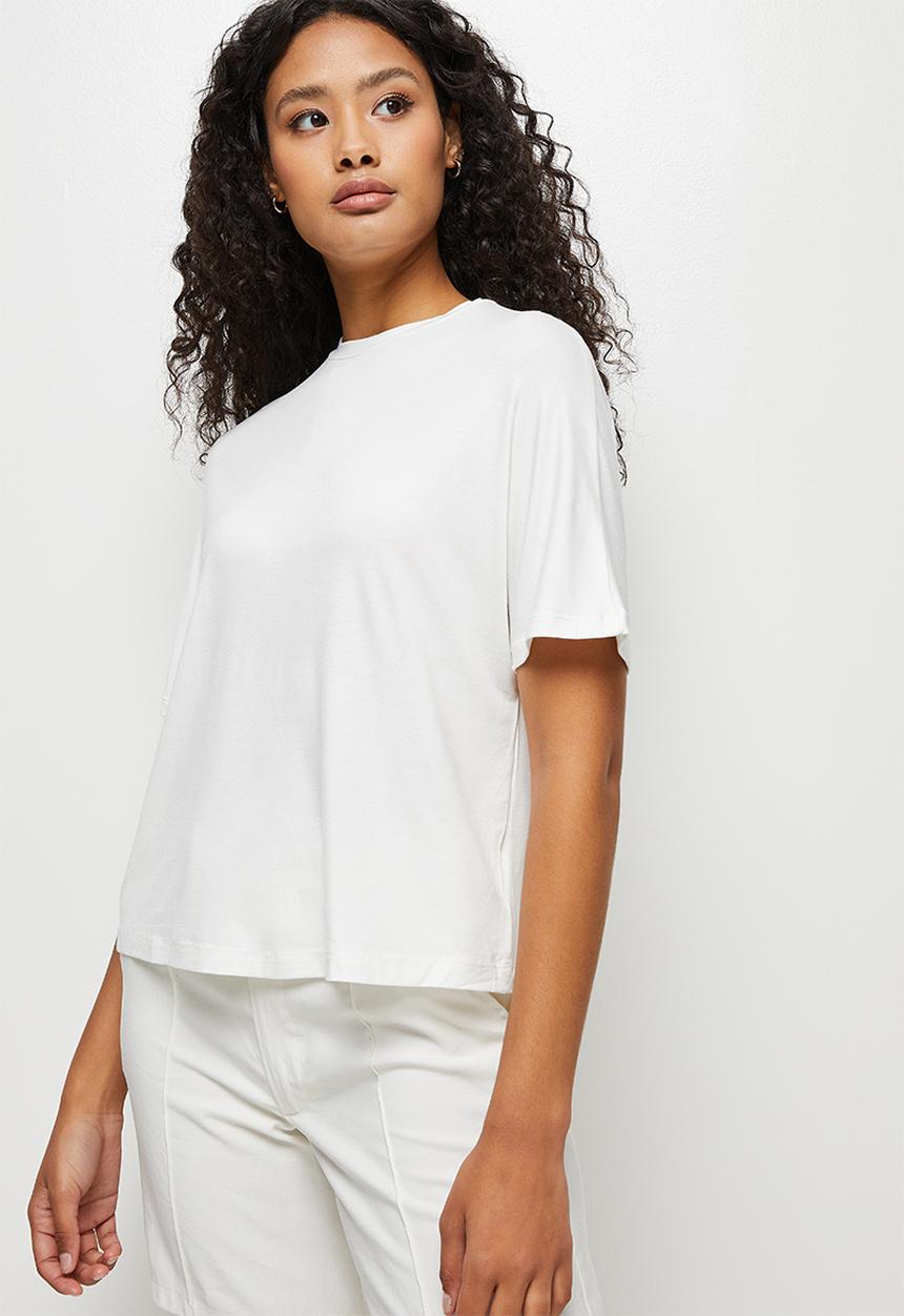 edit - Viscose grown on sleeve tee - winter white