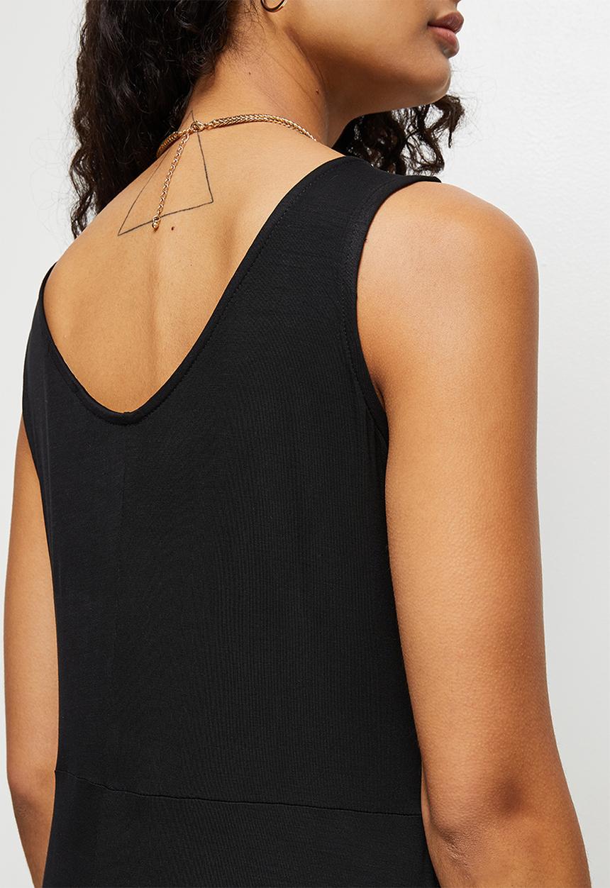 edit - Bamboo v-neck swing maxi dress - black