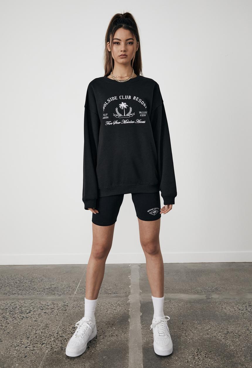 Factorie - Oversized graphic crew - black