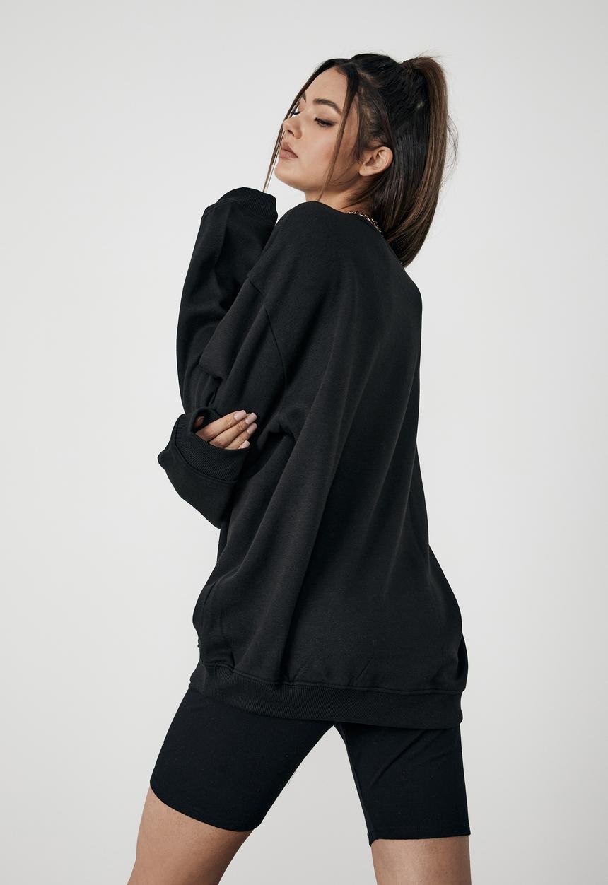 Factorie - Oversized graphic crew - black