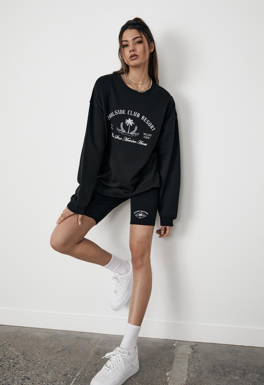 Factorie - Oversized graphic crew - black
