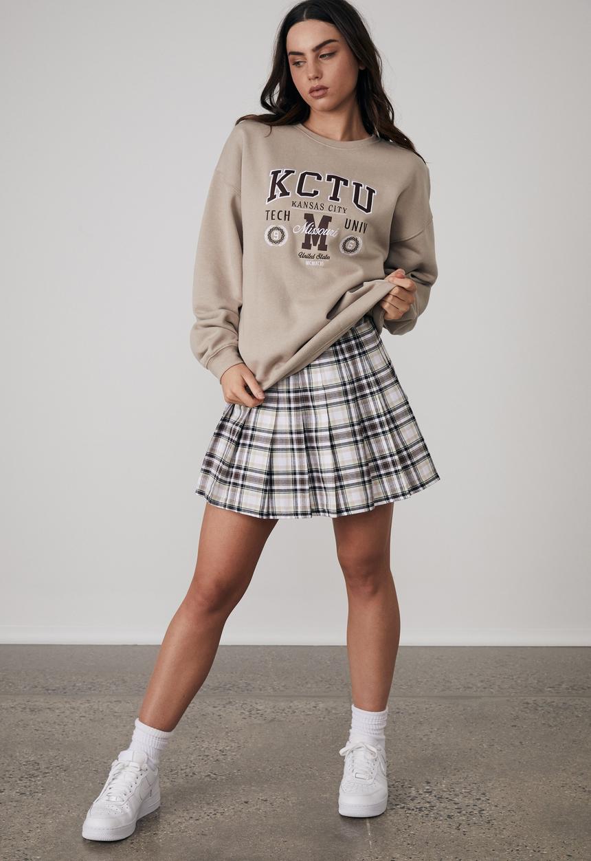 Factorie - Oversized graphic crew - brown mushroom