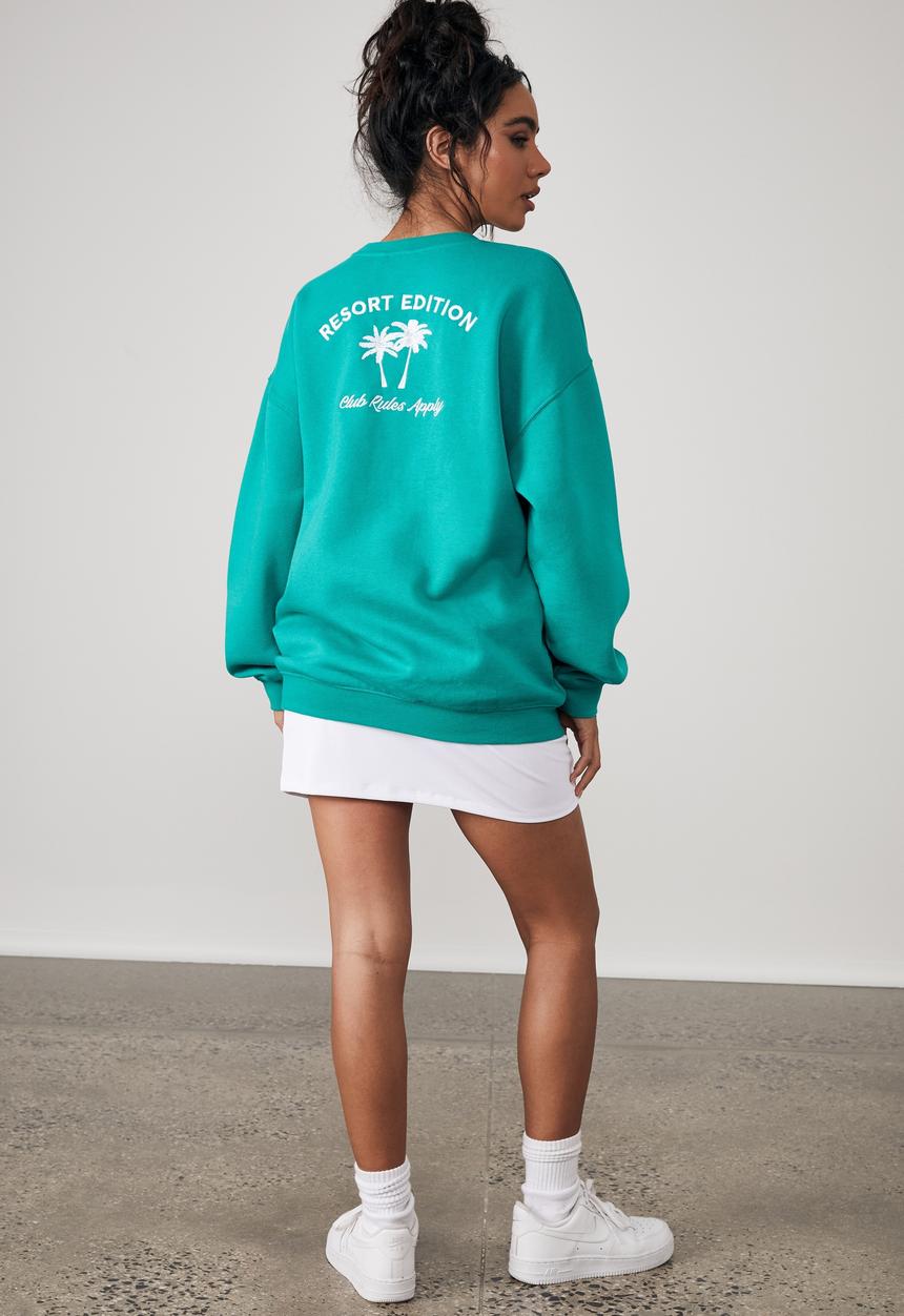 Factorie - Oversized graphic crew - clover green