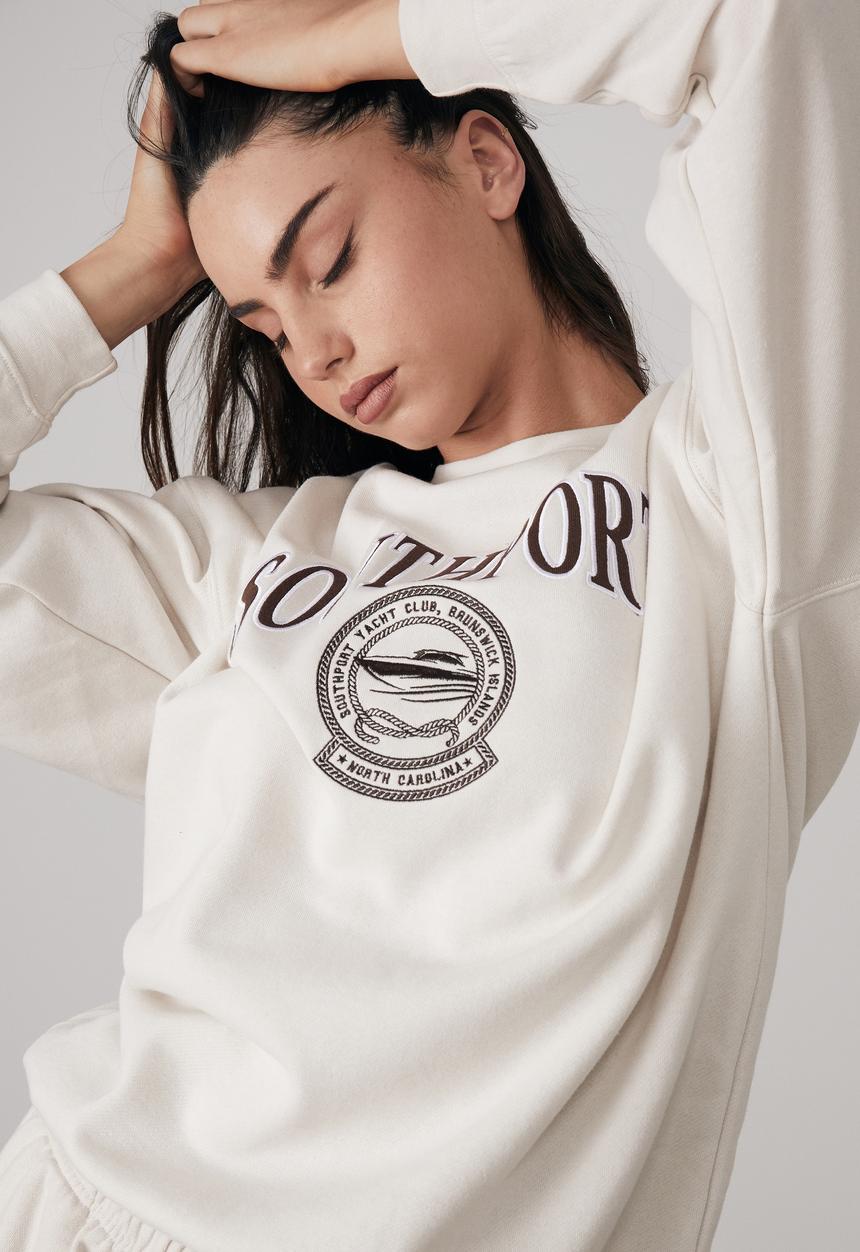 Factorie - Oversized graphic crew - light stone