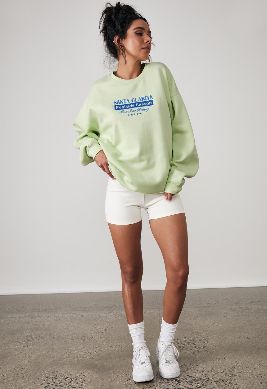 Factorie - Oversized graphic crew - pistachio