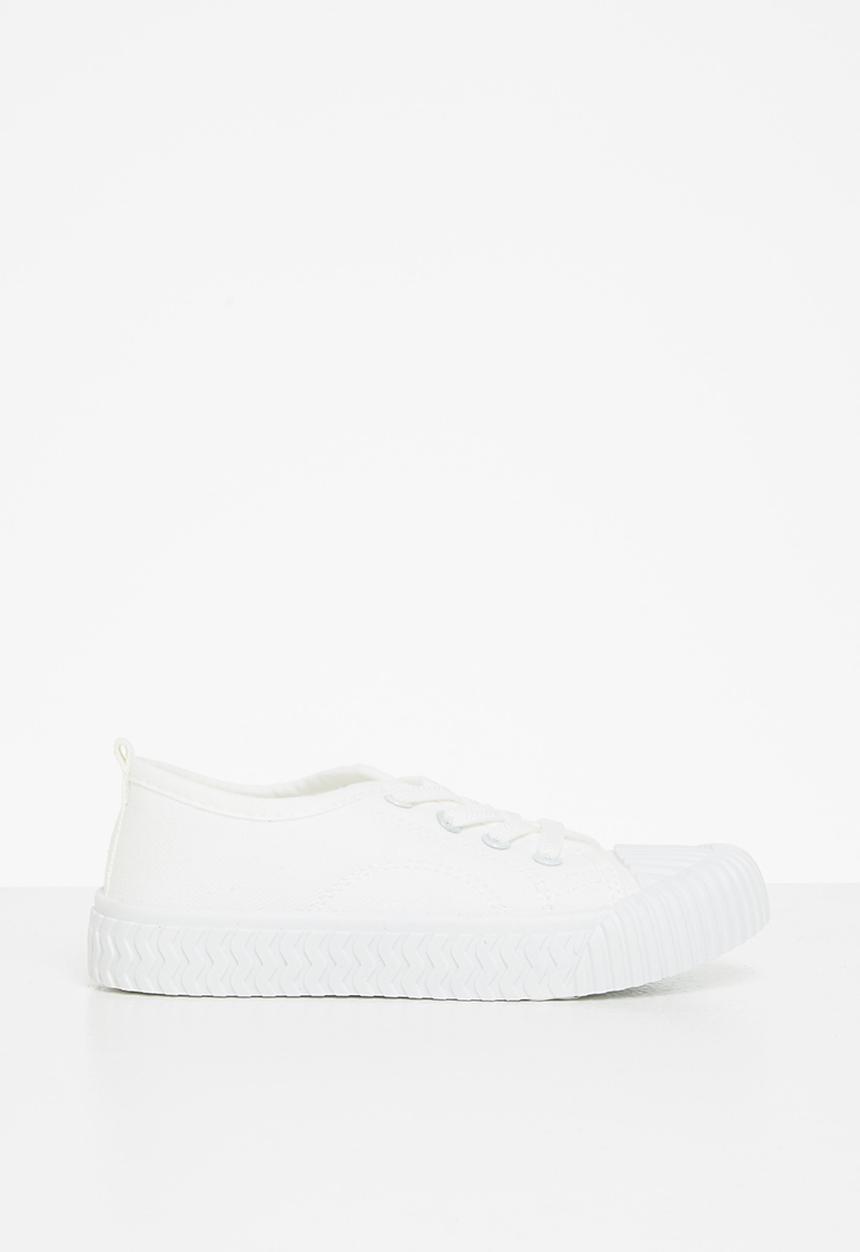 Pop Candy - Boys lace up casual sneaker - white