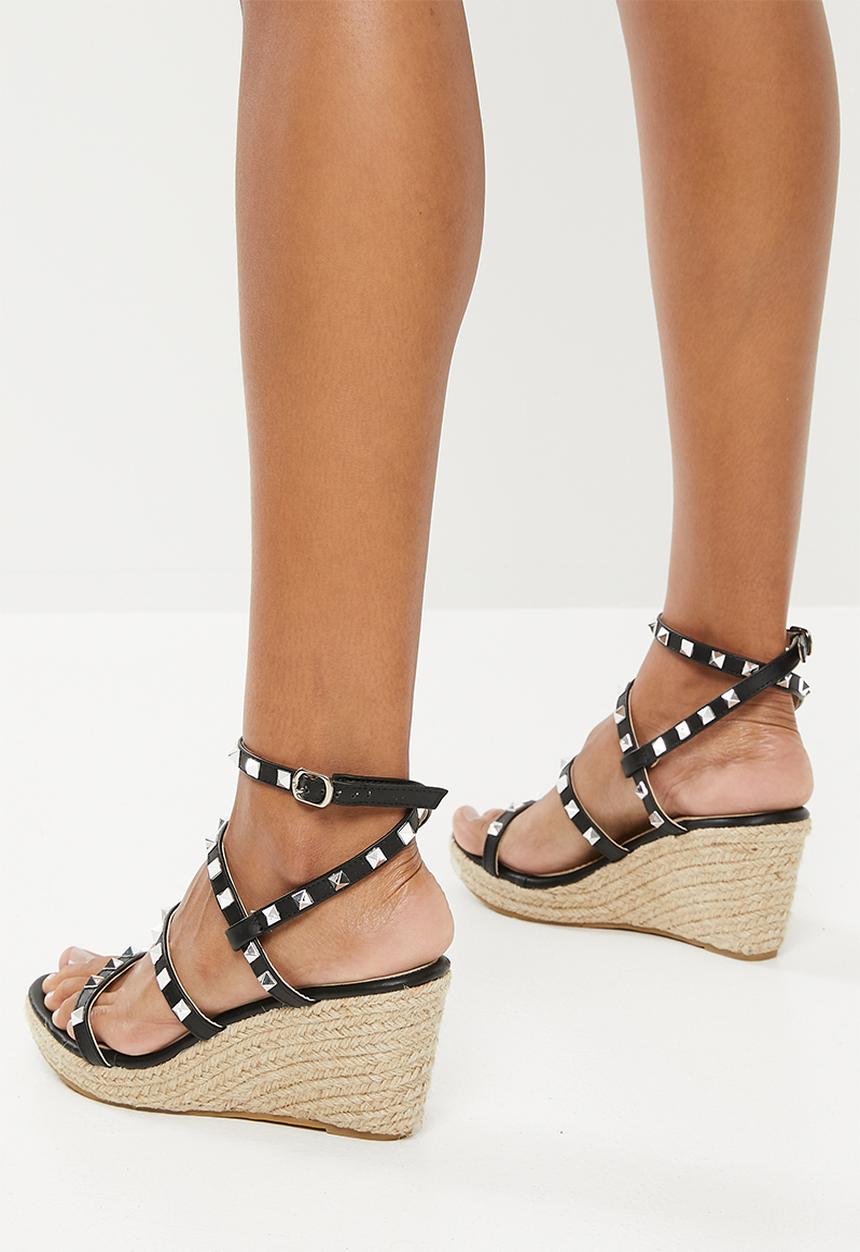 Madison® - Hazel studded espadrille wedge - black