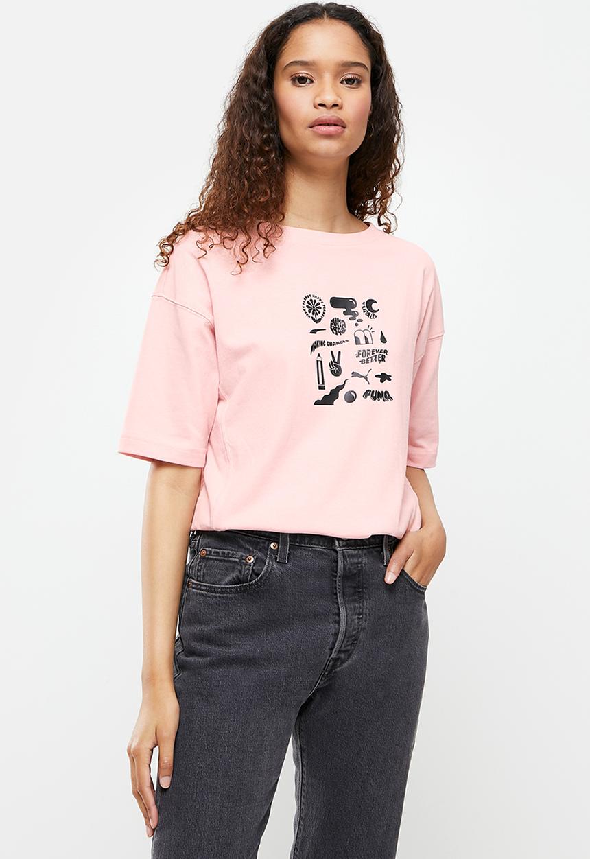 PUMA - Downtown graphic tee - pink 