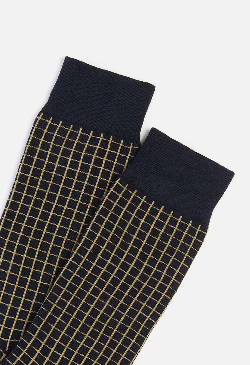 Jonathan D - Branded single pair socks - beige & navy 