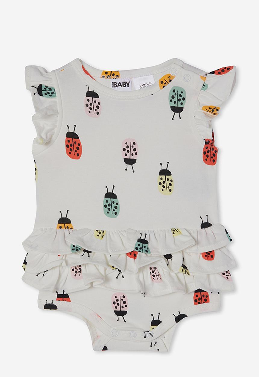 Cotton On - Alice ruffle bubbysuit  - vanilla/lily ladybug