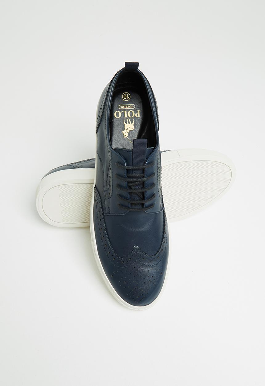 POLO - Charlie leather cupsole lace up - navy