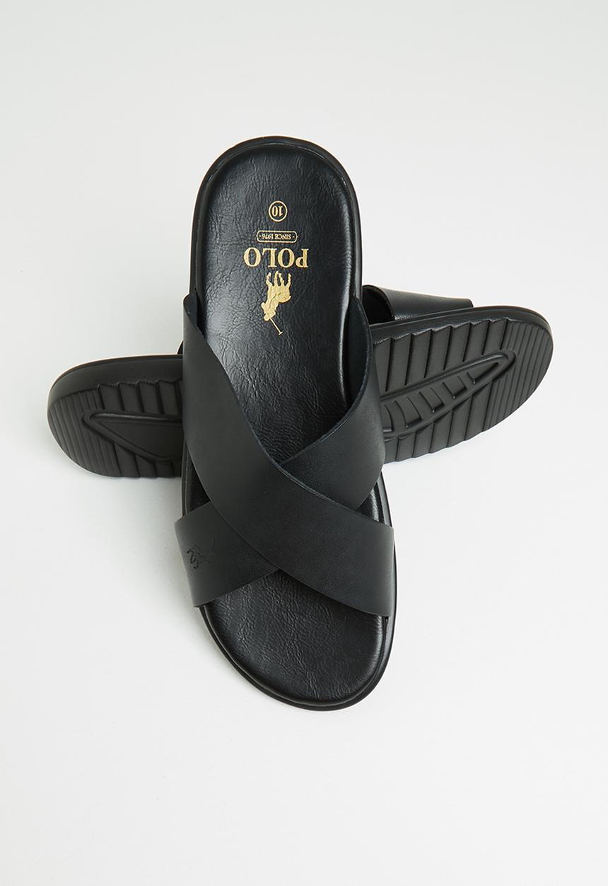 POLO - Greyson crossover multi leather sandal - black