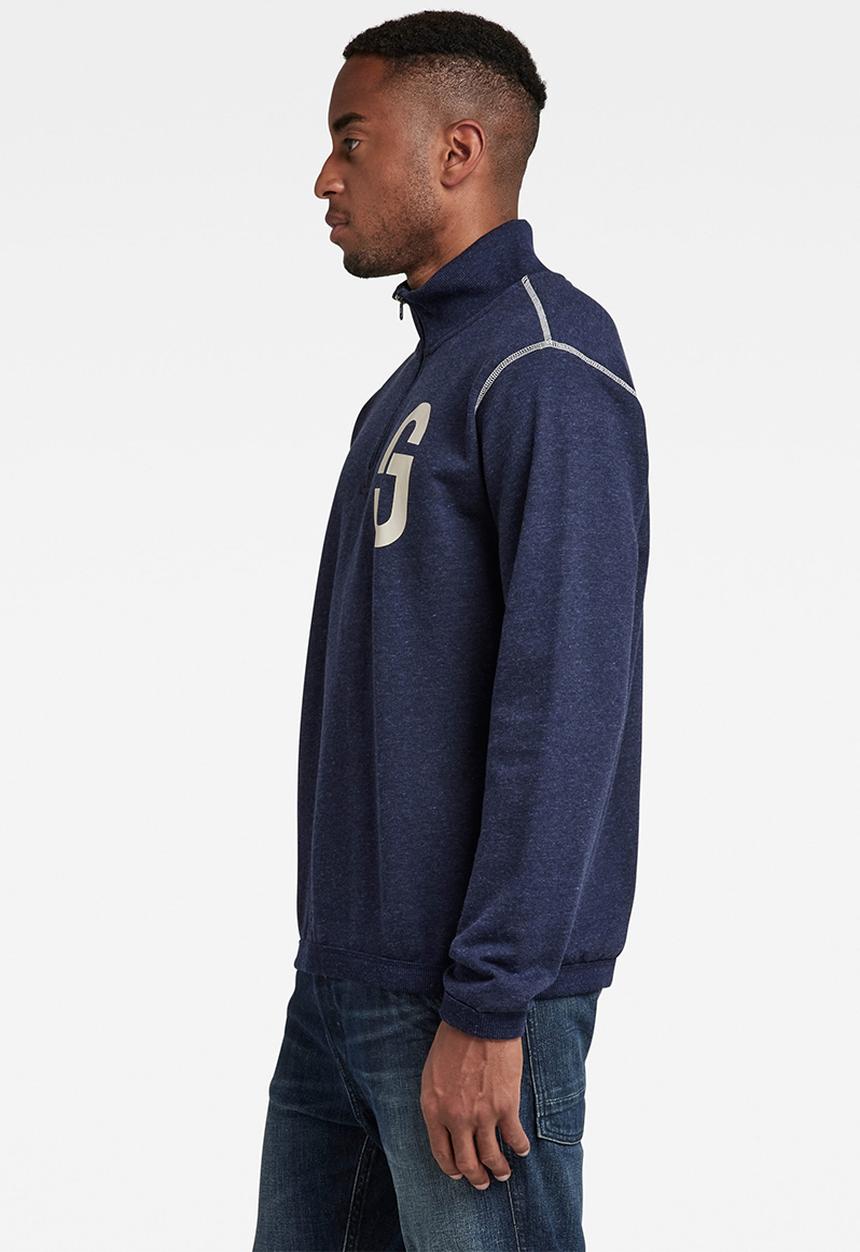 G-STAR - Gs logo half zip r sw - sartho blue htr
