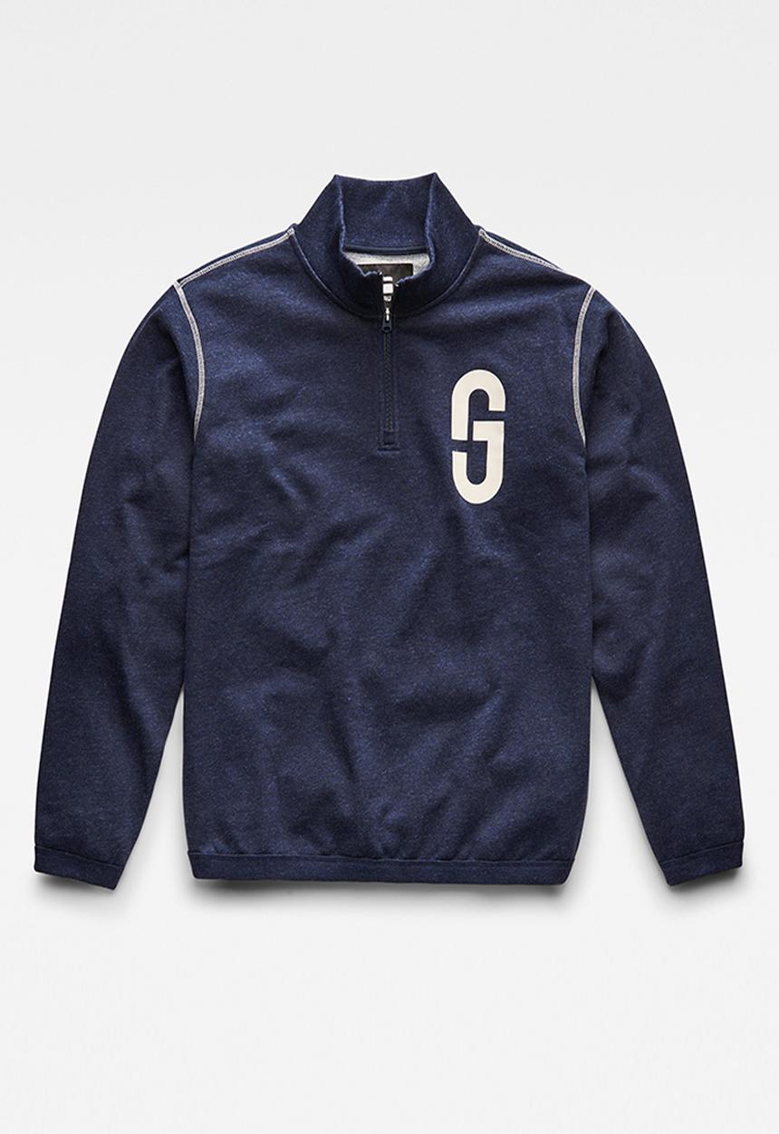G-STAR - Gs logo half zip r sw - sartho blue htr