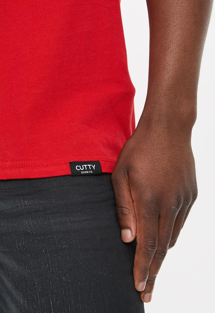 Cutty - Rich regular fit v-neck tee - red