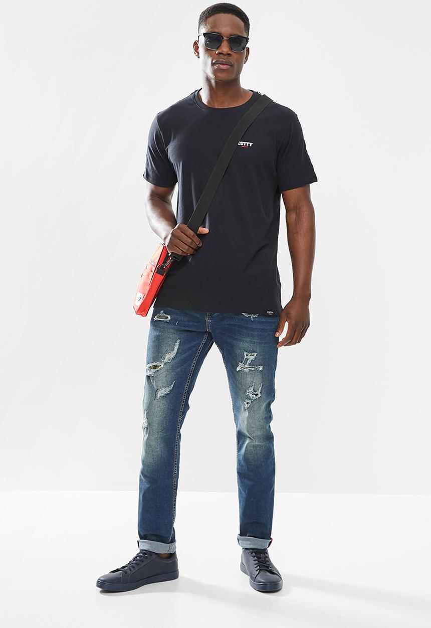 Cutty - Electron rip & repair slim fit jeans - indigo