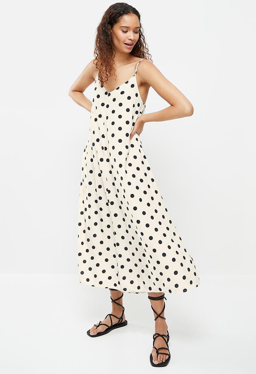 Vero Moda - Nora new singlet calf dress - birch black dots