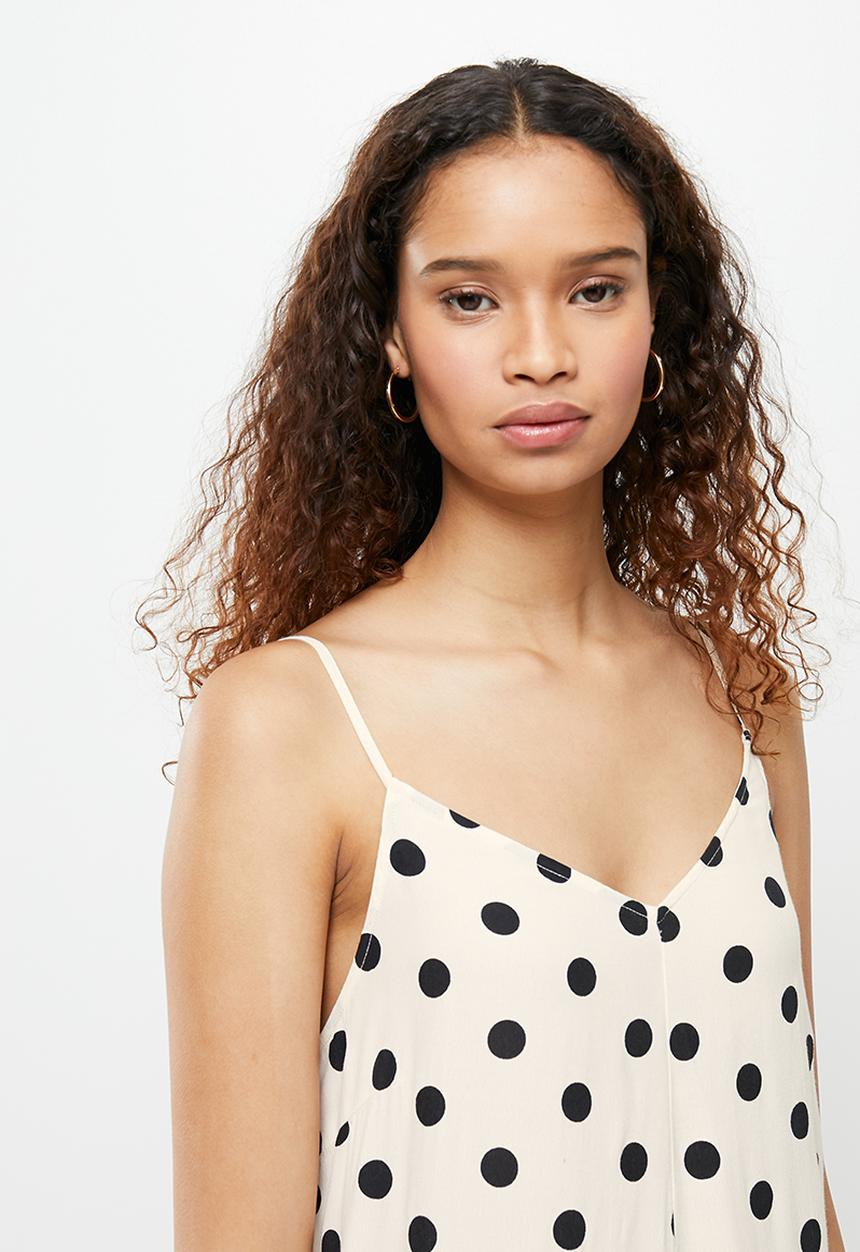 Vero Moda - Nora new singlet calf dress - birch black dots