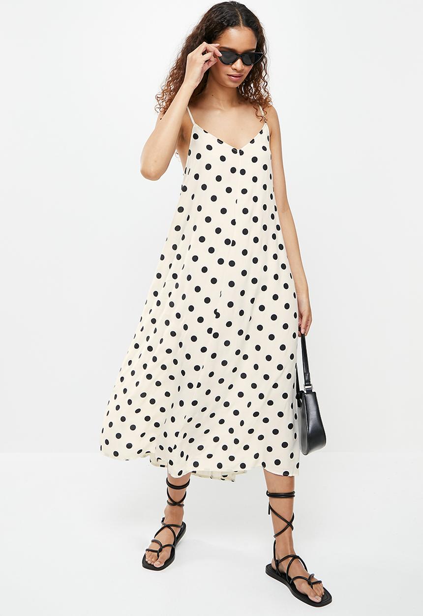 Vero Moda - Nora new singlet calf dress - birch black dots