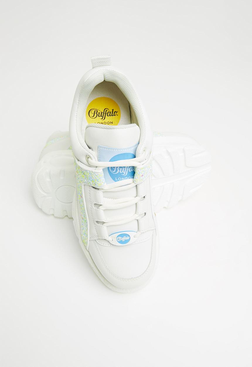 BUFFALO® London - 1339-14 2.0 calf leather glitter - white/yellow
