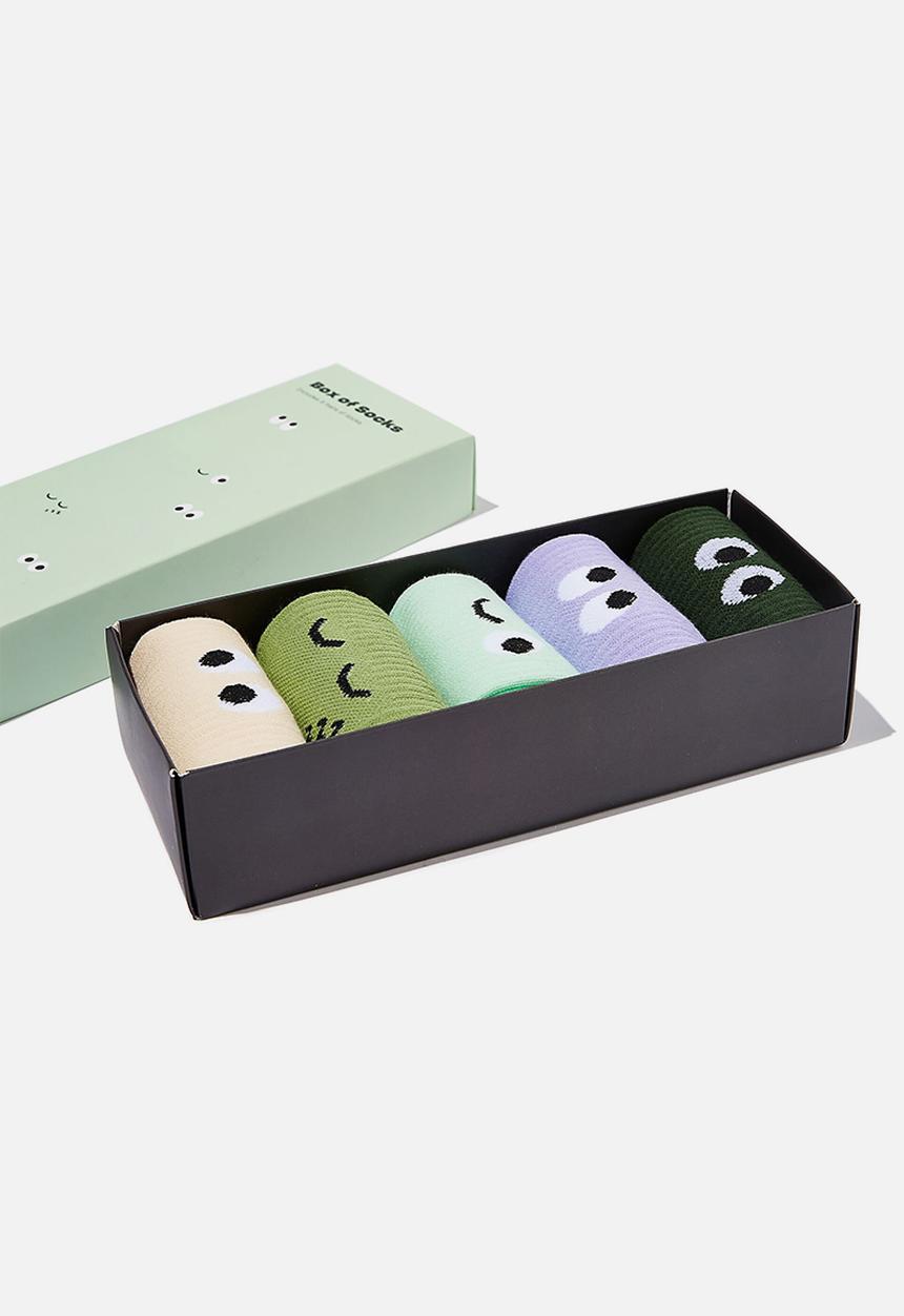 Typo - Box of socks - fun faces female - multi 