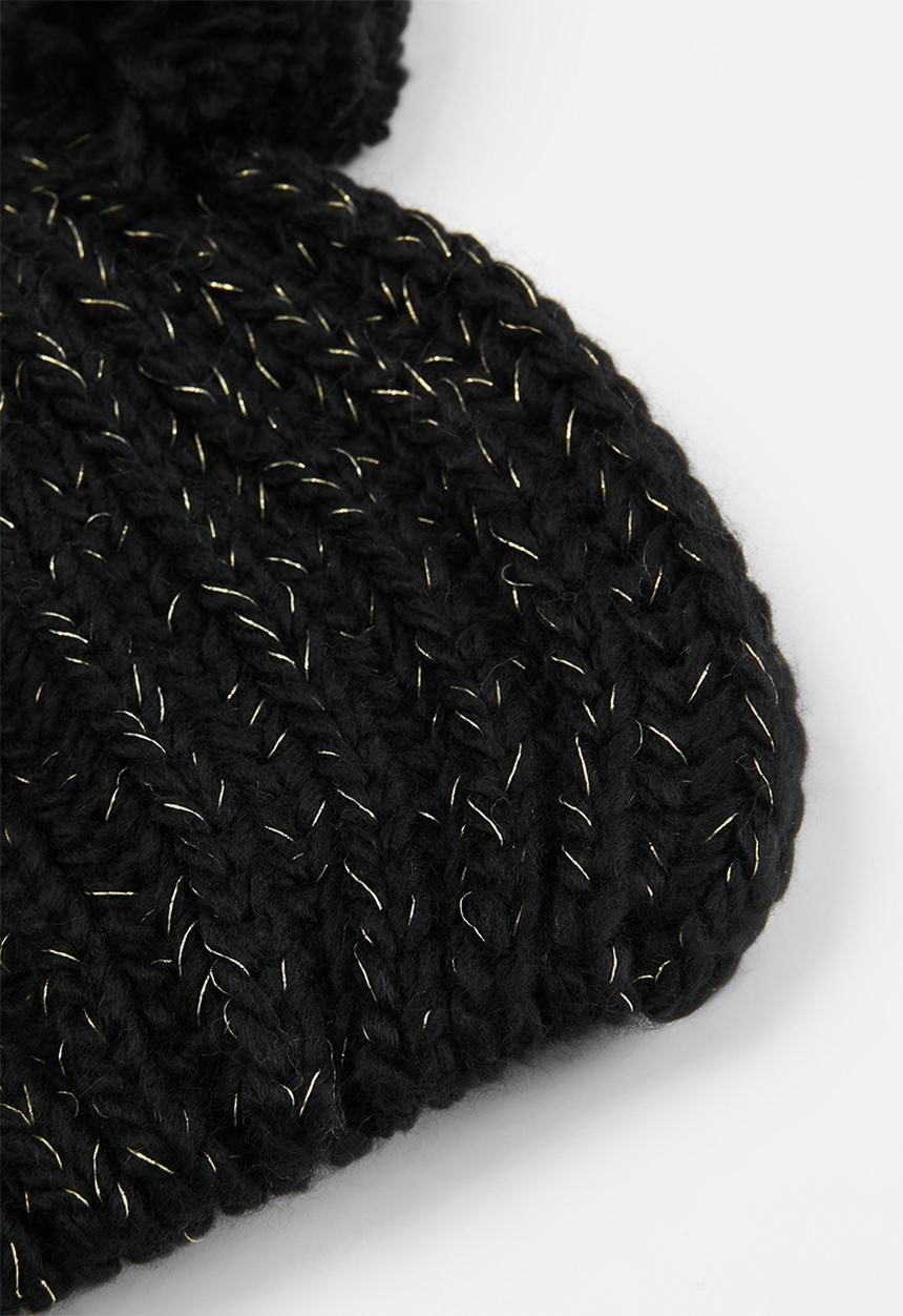 MINOTI - Girls 2 pack pom pom hats - pink & black 