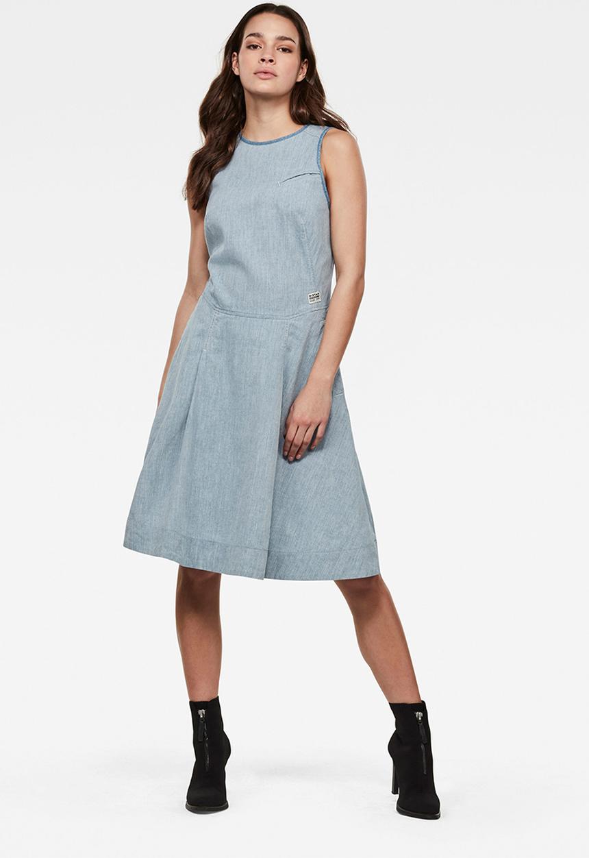 G-STAR - Fit and flare sleevelsess dress - rinsed
