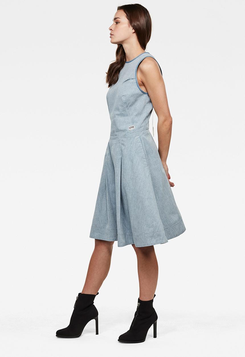 G-STAR - Fit and flare sleevelsess dress - rinsed