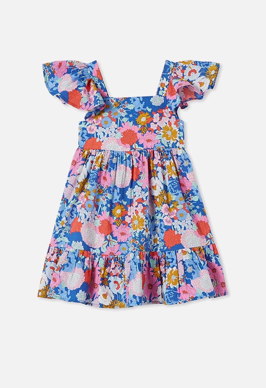 Cotton On - Cady short sleeve dress  - cobalt blue/boho floral