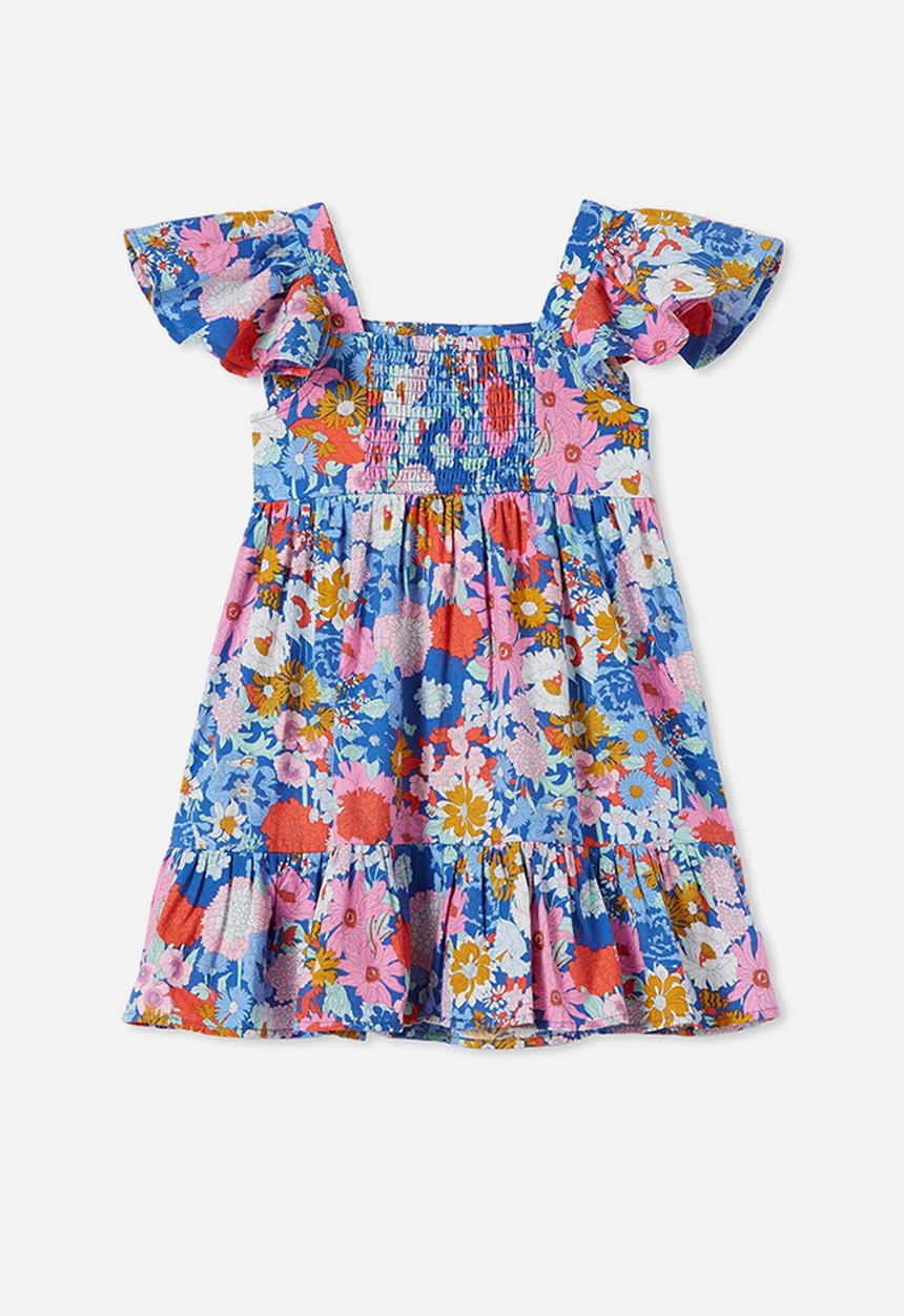 Cotton On - Cady short sleeve dress  - cobalt blue/boho floral