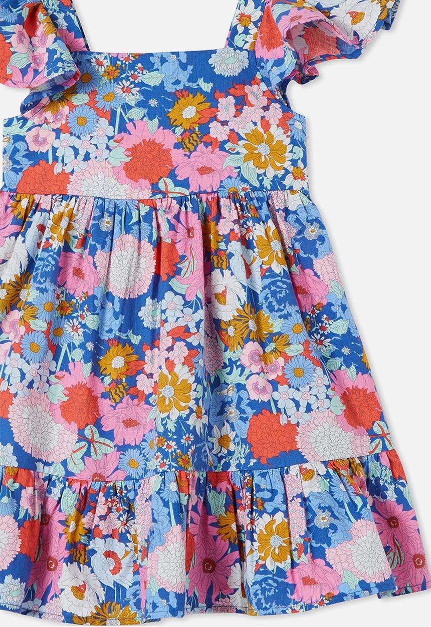 Cotton On - Cady short sleeve dress  - cobalt blue/boho floral