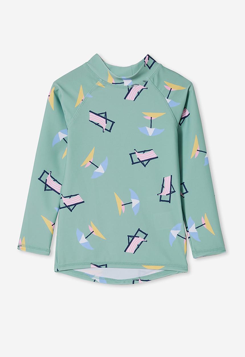 Cotton On - Flynn raglan rash vest - smashed avo/umbrella
