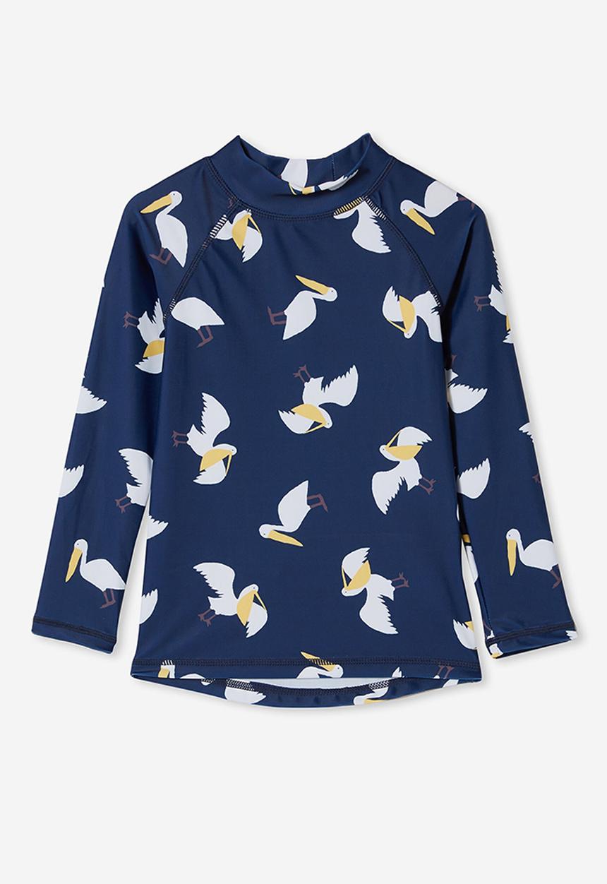 Cotton On - Flynn long sleeve raglan rash vest - indigo/pelican