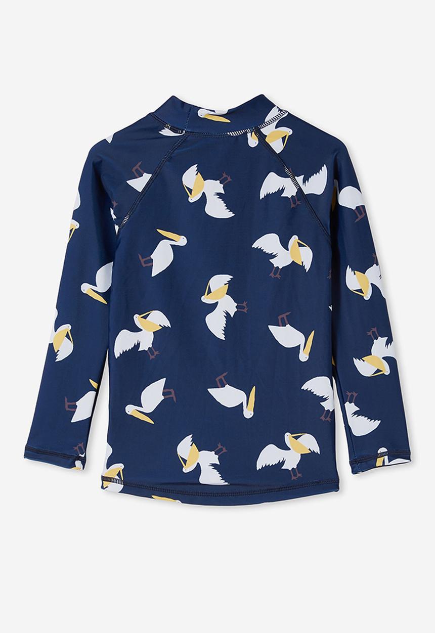 Cotton On - Flynn long sleeve raglan rash vest - indigo/pelican