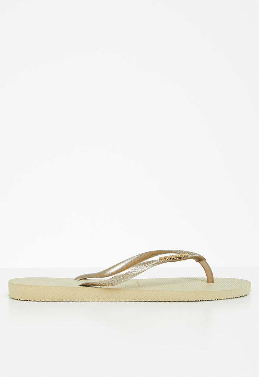 Havaianas - Slim logo metallic - sand & golden light met