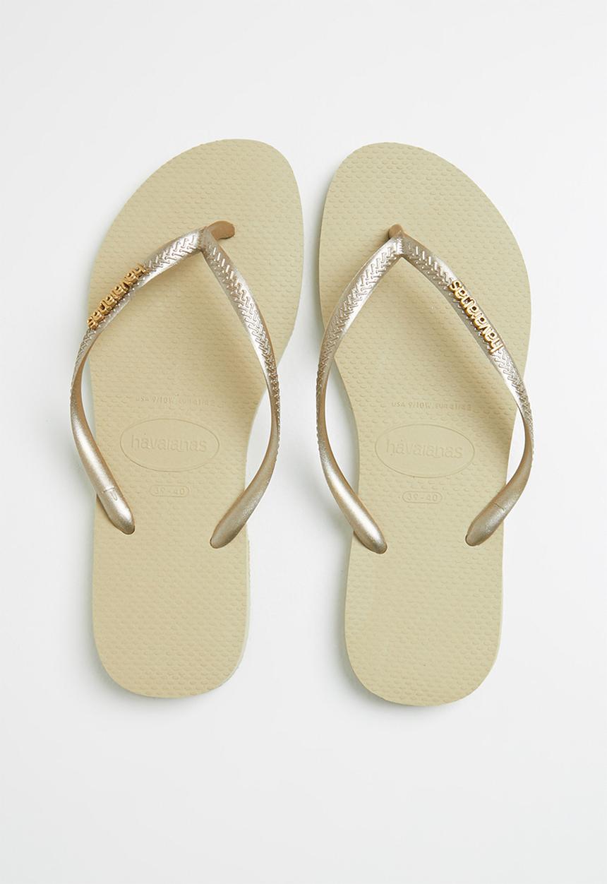 Havaianas - Slim logo metallic - sand & golden light met
