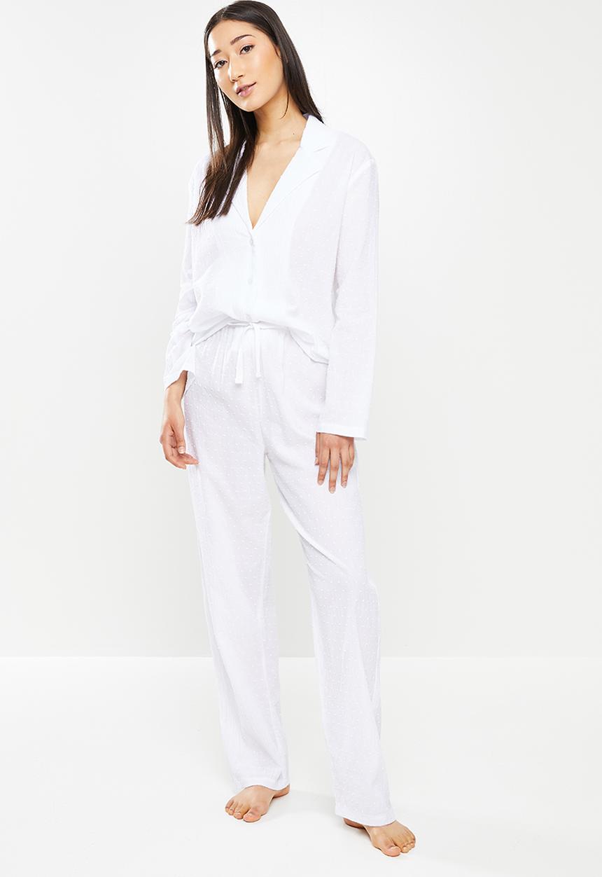Superbalist - Sleep shirt & pants - white