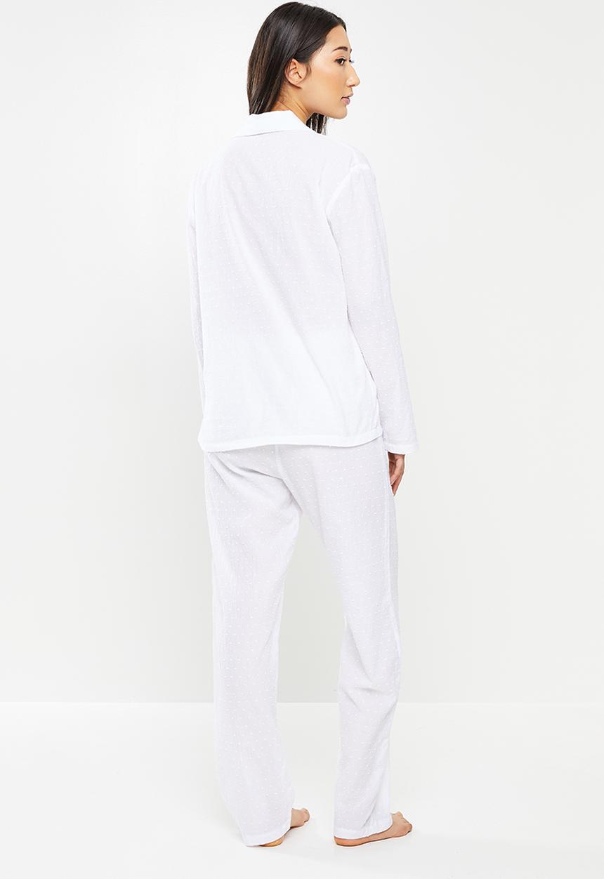 Superbalist - Sleep shirt & pants - white