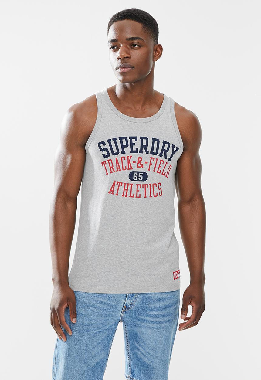 Superdry. - Track and field graphic vest - grey marle
