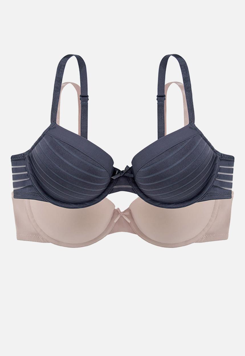 DORINA - Louise 2 pack T-shirt bra - blush & charcoal