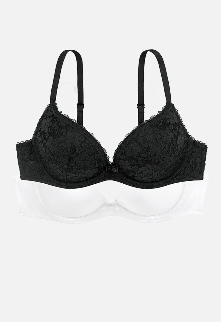 DORINA - Sonia 2 pack padded plunge - black & white