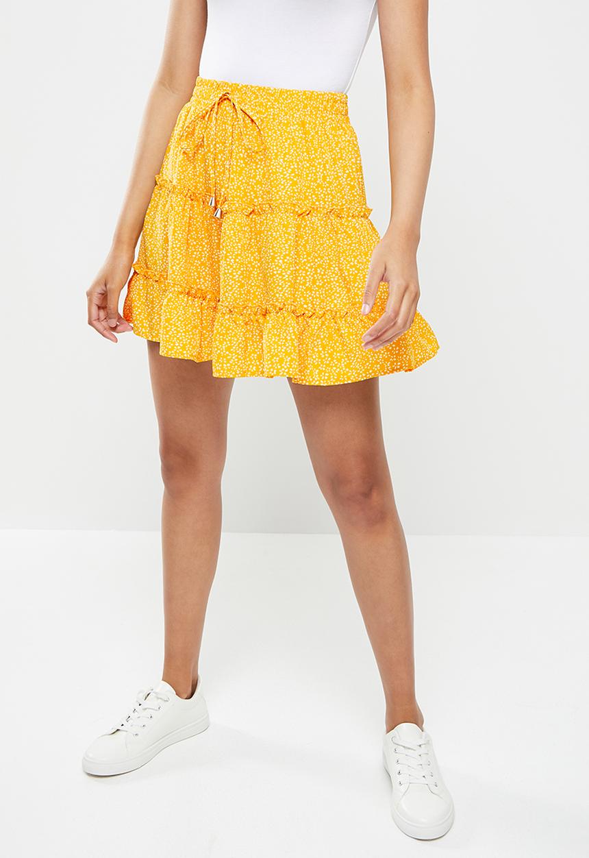 dailyfriday - Tiered mini skirt - mustard