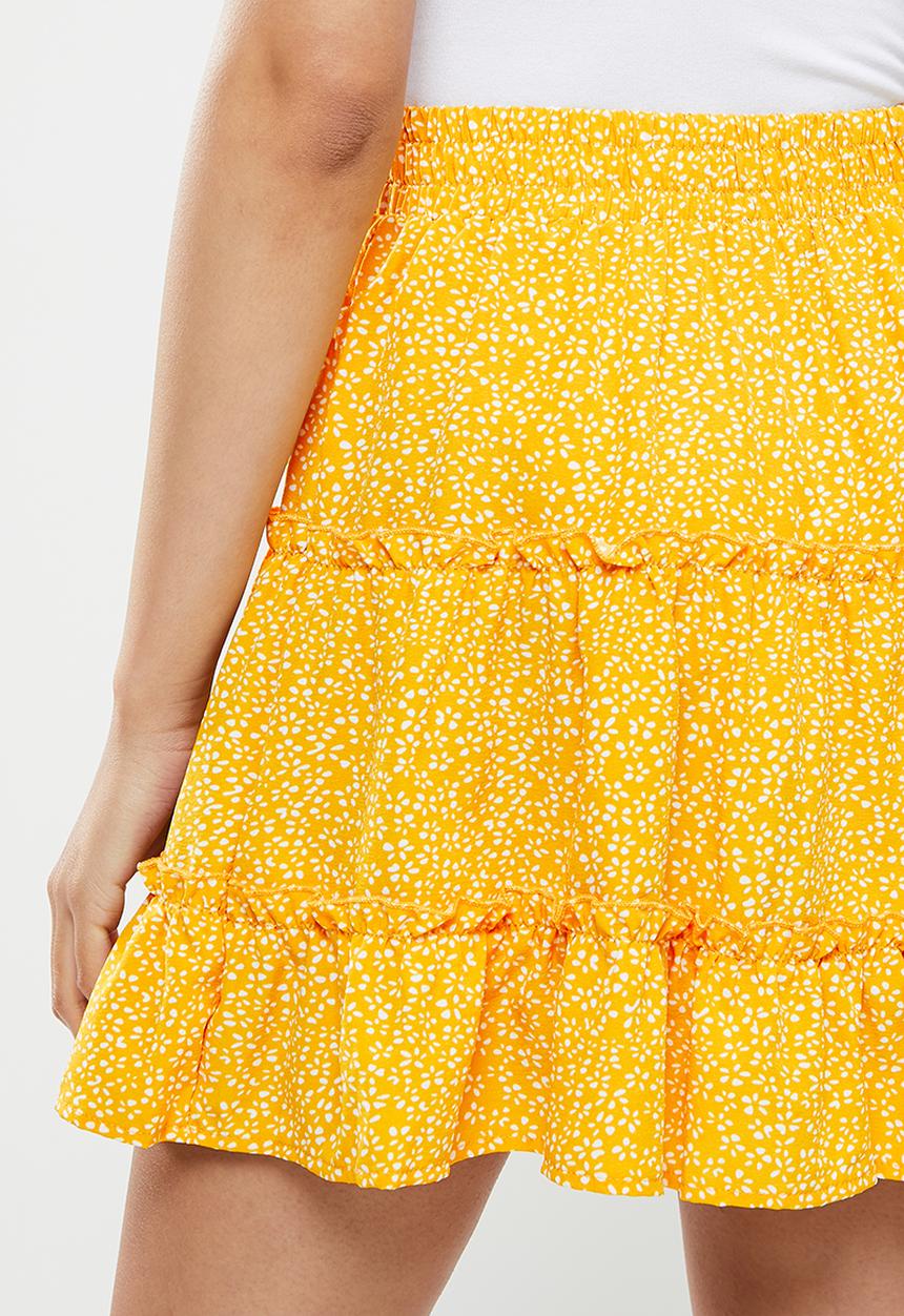 dailyfriday - Tiered mini skirt - mustard