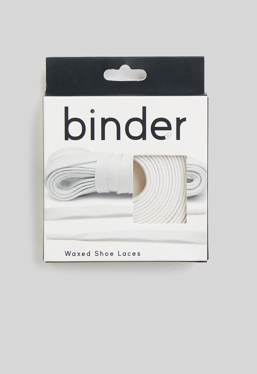 Binder - Waxed shoe laces with metal tips 160cm - white