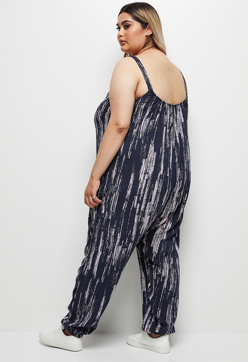 edit Plus - Easy fitting jumpsuit - navy paintbrush