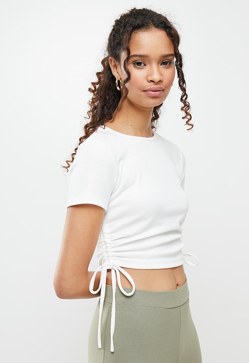 dailyfriday - Ruched crop top - white
